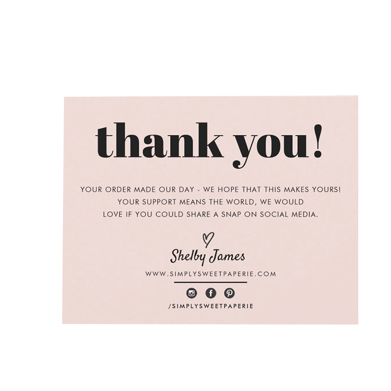 Gold Foil Personalised Thank You For Shopping Card Printing