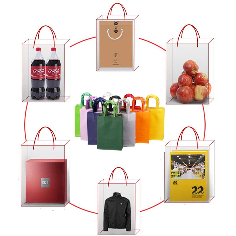 Custom Printing Light Blue Kraft Shopping Paper Bags Fashion For Clothing