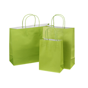 Reusable Green Kraft Paper Shopping Bags For Clothing Retail In Bulk