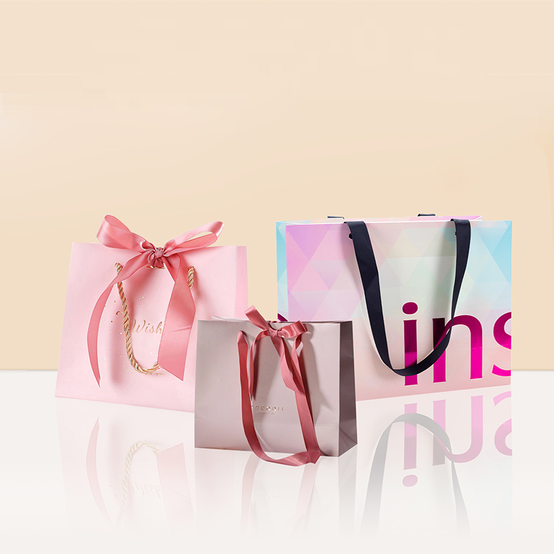 Pink Paper Clothes Shopping Bags Wholesale Logo Printed Bags