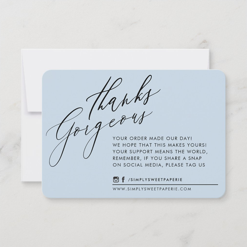 Custom Printed Post Handmade Greeting Thank You Cards With Logo Blue